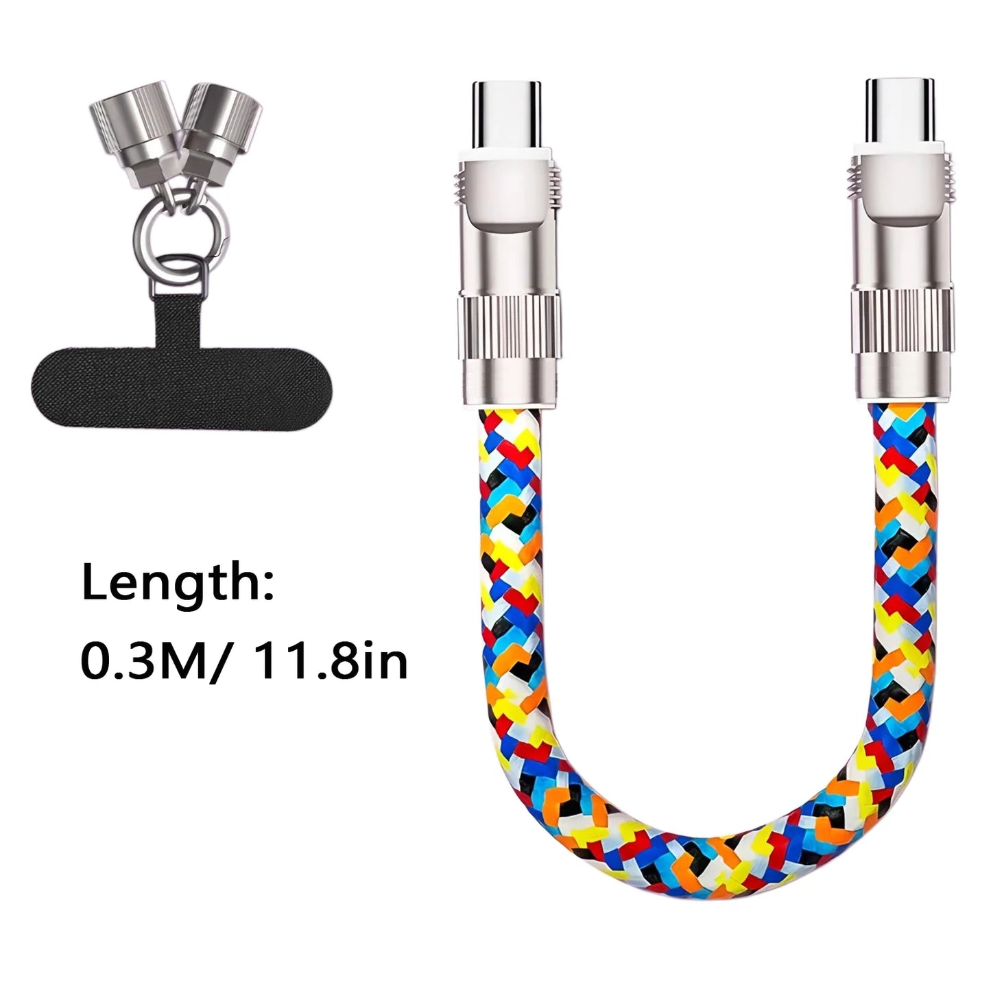 Stay Stylish and Powered Up with Our 2-in-1 Lanyard Charging Cable - Featuring a Sleek Zinc Alloy Lock for Ultimate Convenience!