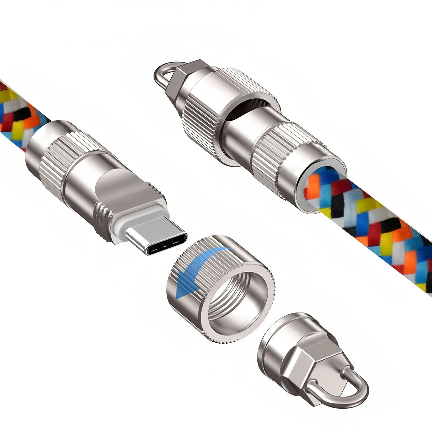Stay Stylish and Powered Up with Our 2-in-1 Lanyard Charging Cable - Featuring a Sleek Zinc Alloy Lock for Ultimate Convenience!