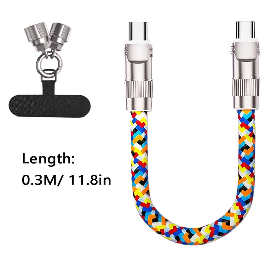 Stay Stylish and Powered Up with Our 2-in-1 Lanyard Charging Cable - Featuring a Sleek Zinc Alloy Lock for Ultimate Convenience!