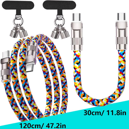 Stay Stylish and Powered Up with Our 2-in-1 Lanyard Charging Cable - Featuring a Sleek Zinc Alloy Lock for Ultimate Convenience!