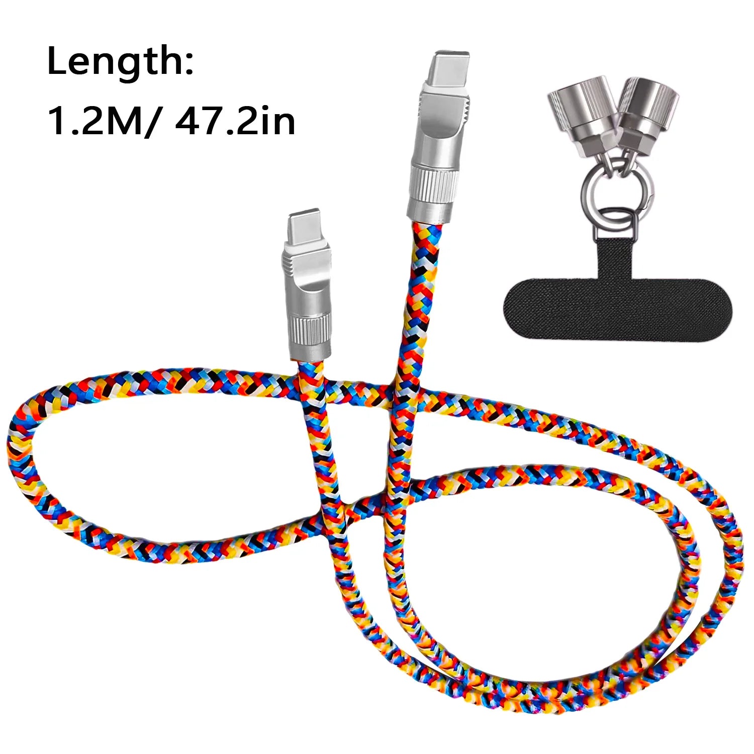 Stay Stylish and Powered Up with Our 2-in-1 Lanyard Charging Cable - Featuring a Sleek Zinc Alloy Lock for Ultimate Convenience!