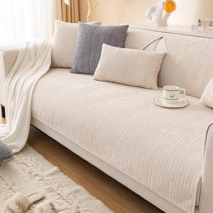 Elevate Your Living Room with Our Chic Striped Chenille Sofa Cover - Perfect for Pets and Kids!